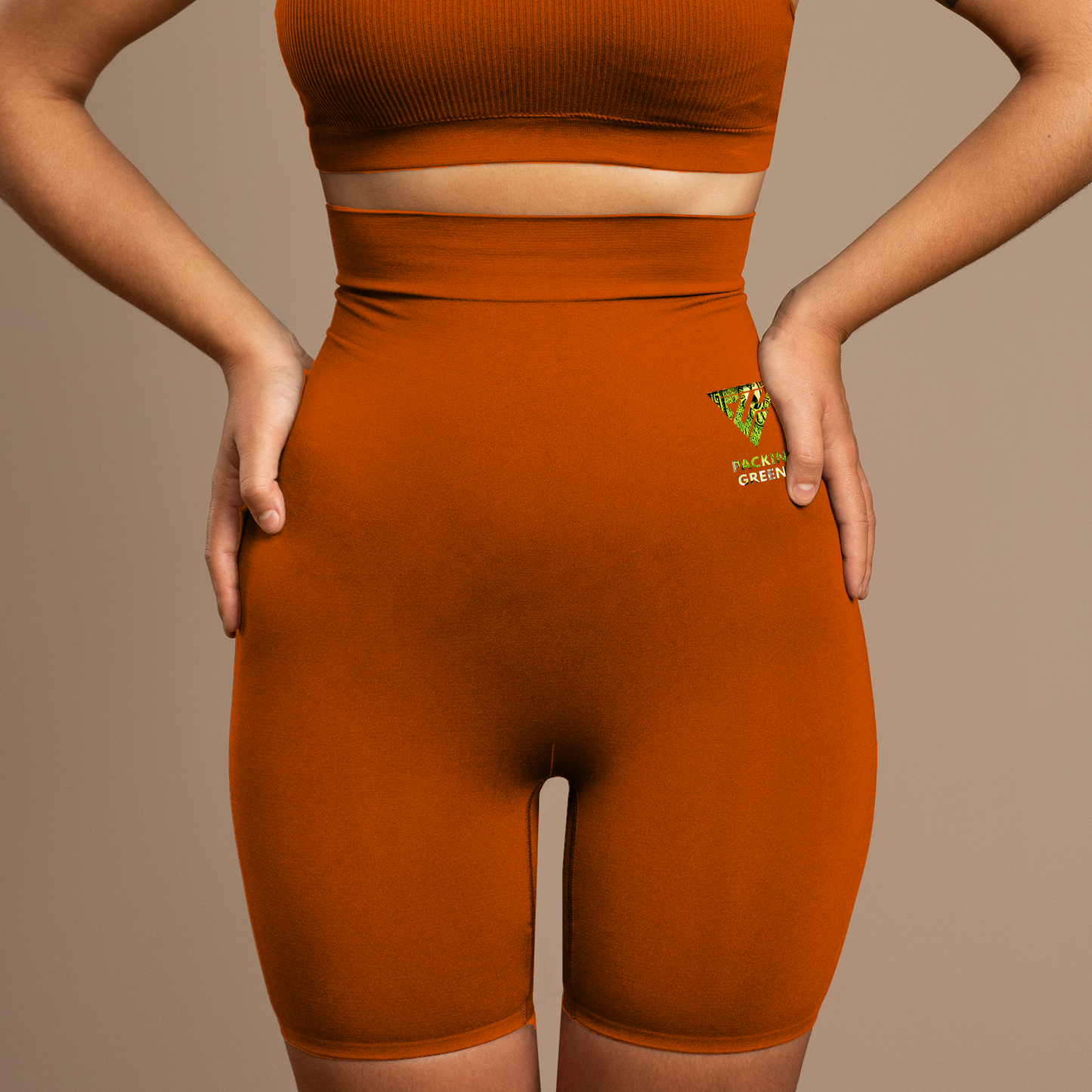 Women's Packin Green Biker Shorts High Waisted
