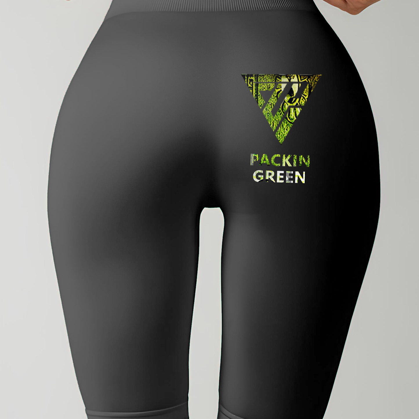 Women's Packin Green Biker Shorts High Waisted (Black)