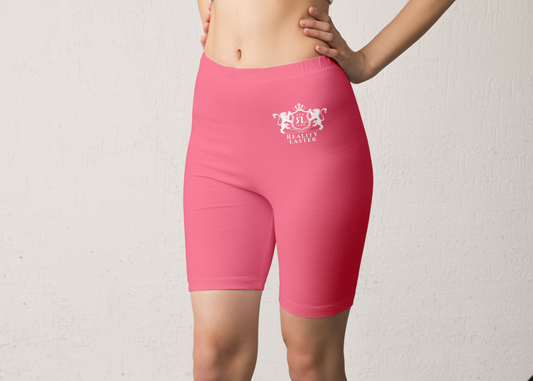 Women's Pink Biker Shorts High Waisted
