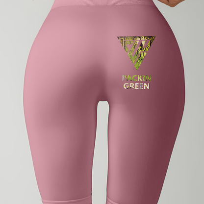Women's Packin Green Biker Shorts High Waisted (Pink)