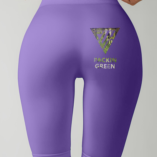 Women's Packin Green Biker Shorts High Waisted (Purple)