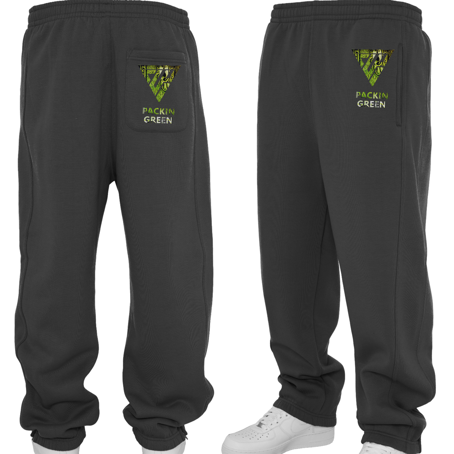 Men's Packin green Baggy Sweatpants (Black)