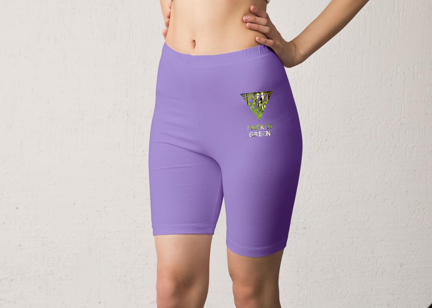 Women's Packin Green Biker Shorts High Waisted (Purple)